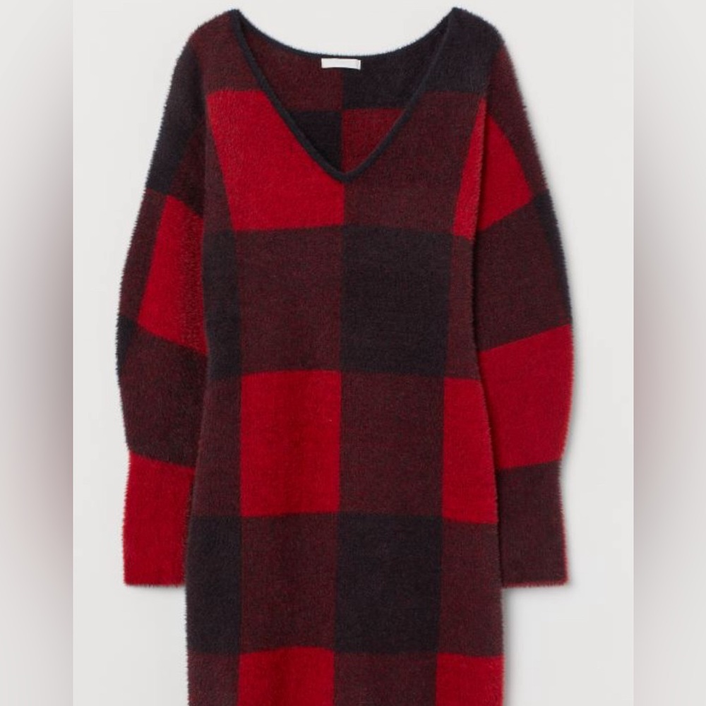 New H&M Buffalo Check Sweater Dress